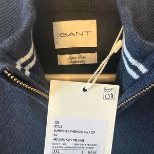 GANT Men's Superfine Lambswool Zip Sweater - Navy